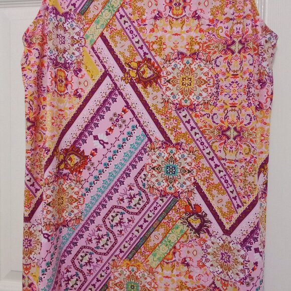 Boho Chic NWT Tacera 2X Sleeveless Shift Dress Pink Medallion Print Festival Sty - Picture 10 of 11